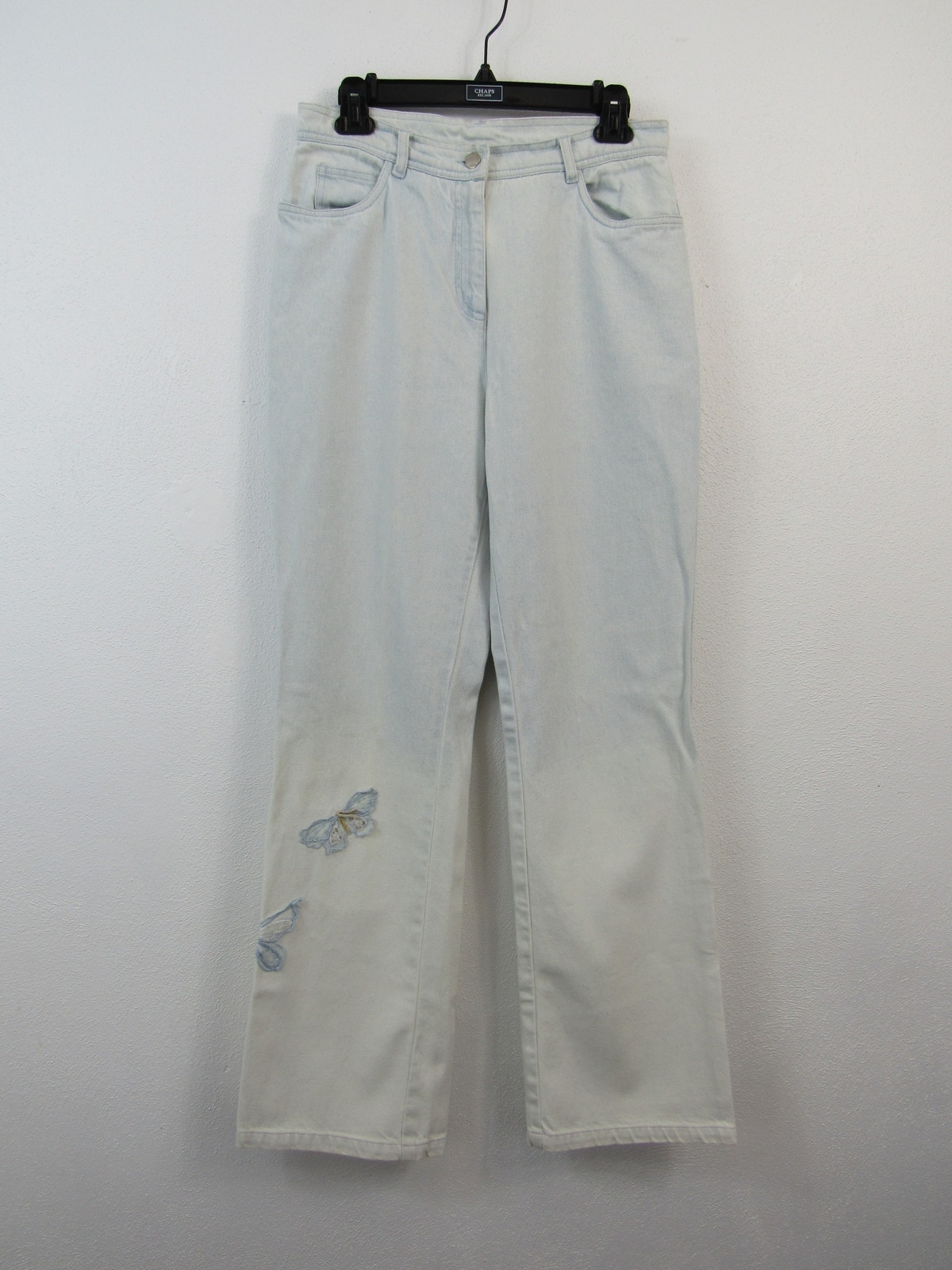 Together Size 10 Light Wash Denim Jeans Embroidered Butterflies Straight Leg